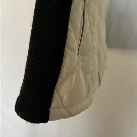 Cream and black quilted fitted vest by Calvin Klein with ribbed knit details sm - Picture 4 of 11